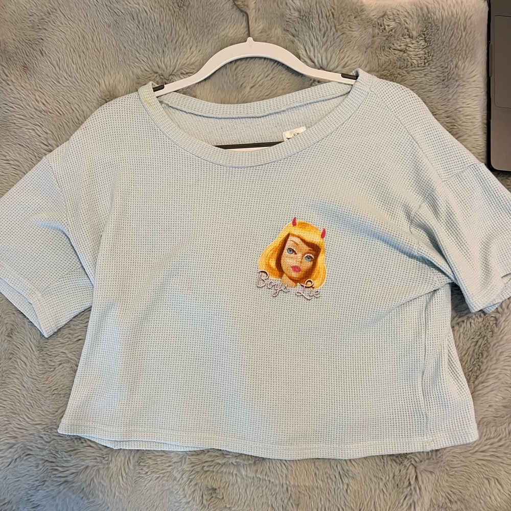 Boys Lie “Ken You Not” blue thermal T-shirt, medium